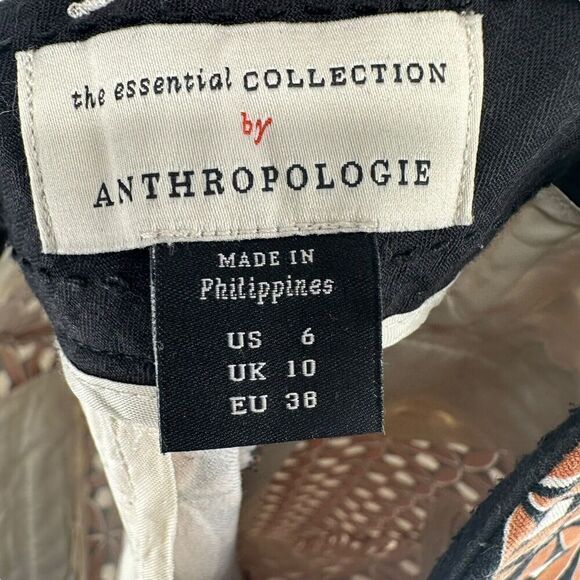 Anthropologie Essential Collection Pants Slim Straight Size 6 Brown Geometric - Picture 6 of 8